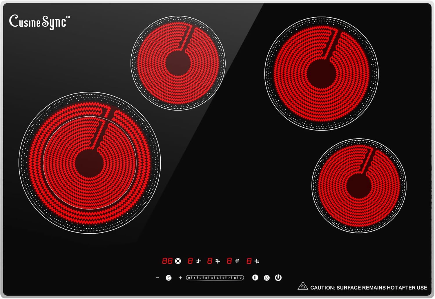 30 Inch Electric Cooktop with 4 Burners and Safety Features