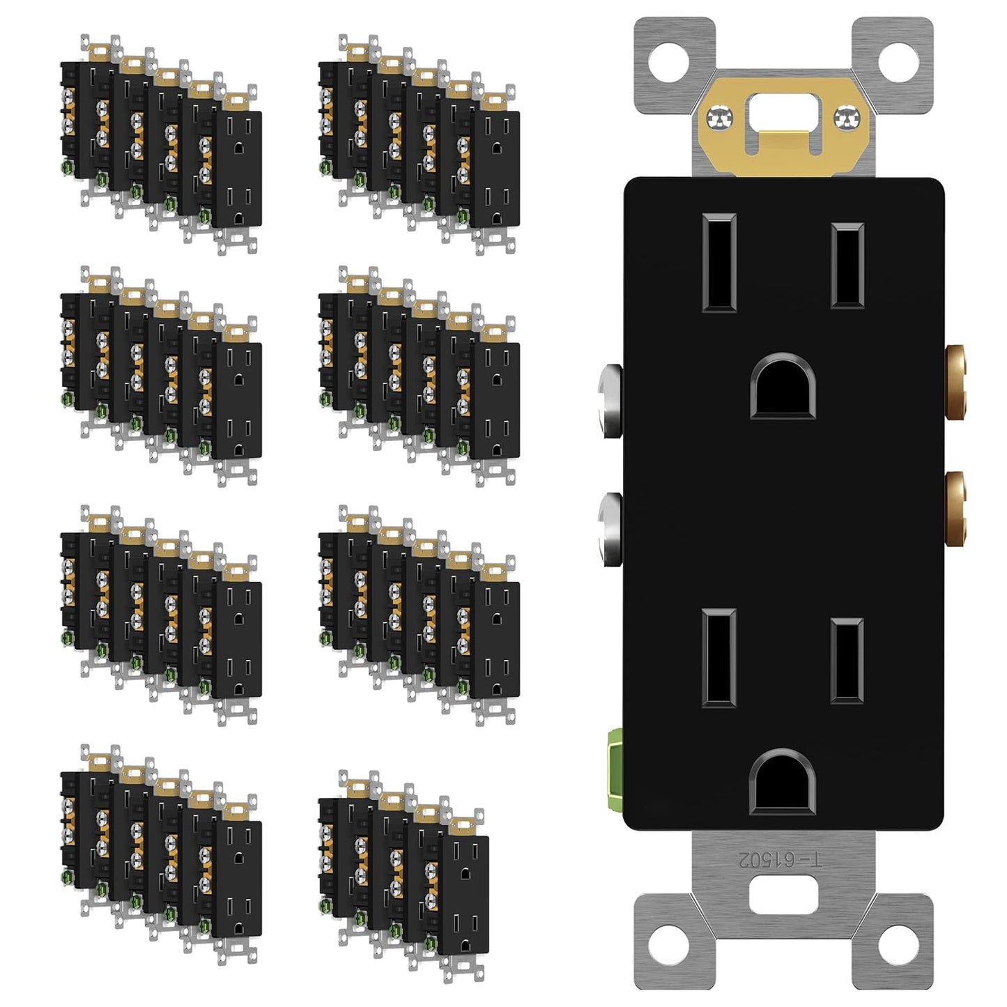 ENERLITES 40 Pack Black Decorator Receptacle for Modern Homes