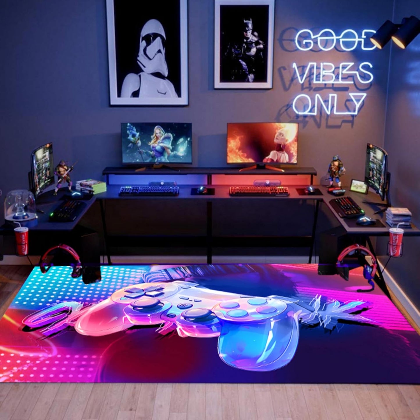 Game Time Rug: Non-slip Gaming Area Rug, Fade Resistant Design
