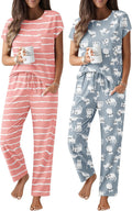 Ekouaer 2 Packs Pajamas for Women Set - Soft Cap Sleeve Lounge Set you