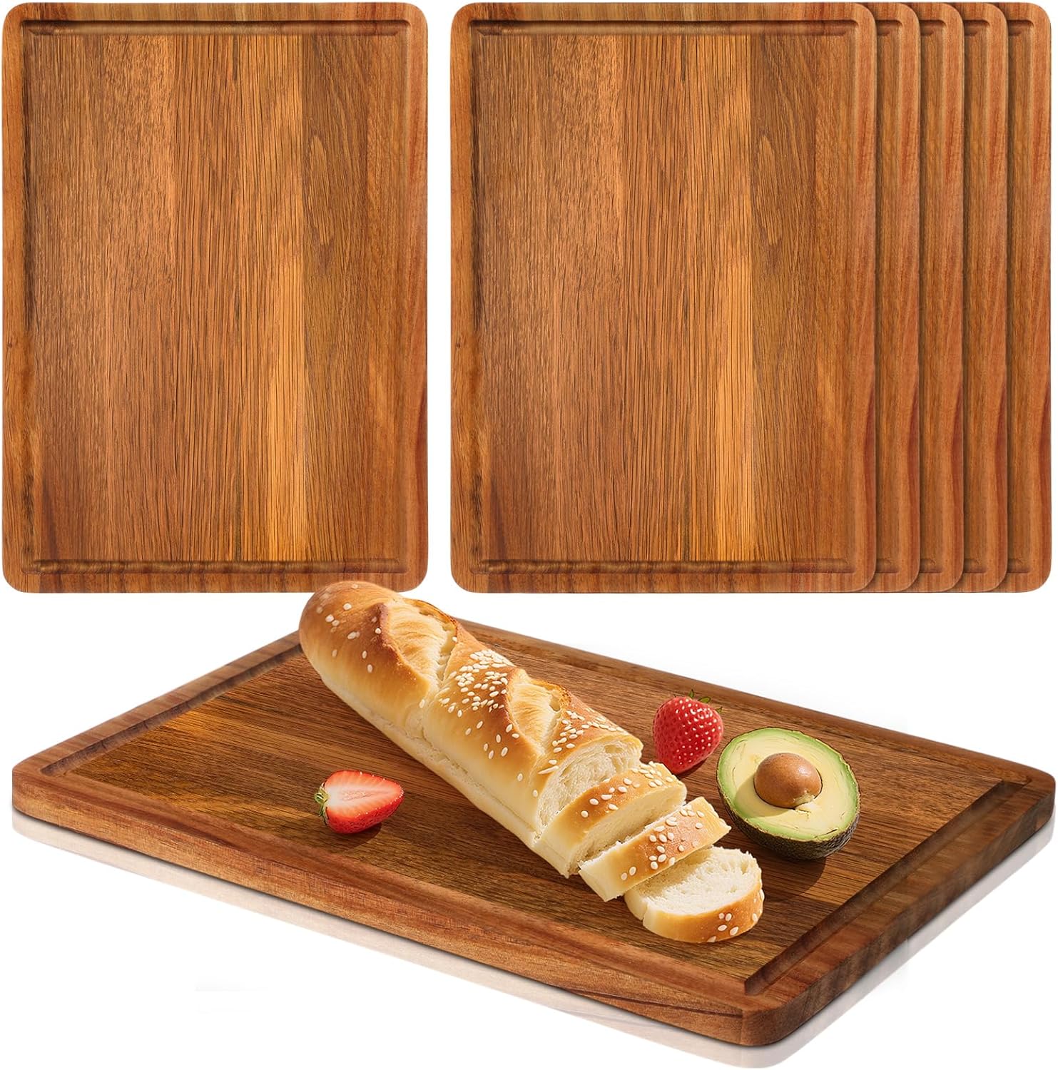Roshtia 6 Pieces Acacia Wood Cutting Board Set for Kitchen