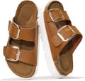 Women's Genuine Leather Platform Sandals with Memory Foam Comfort
