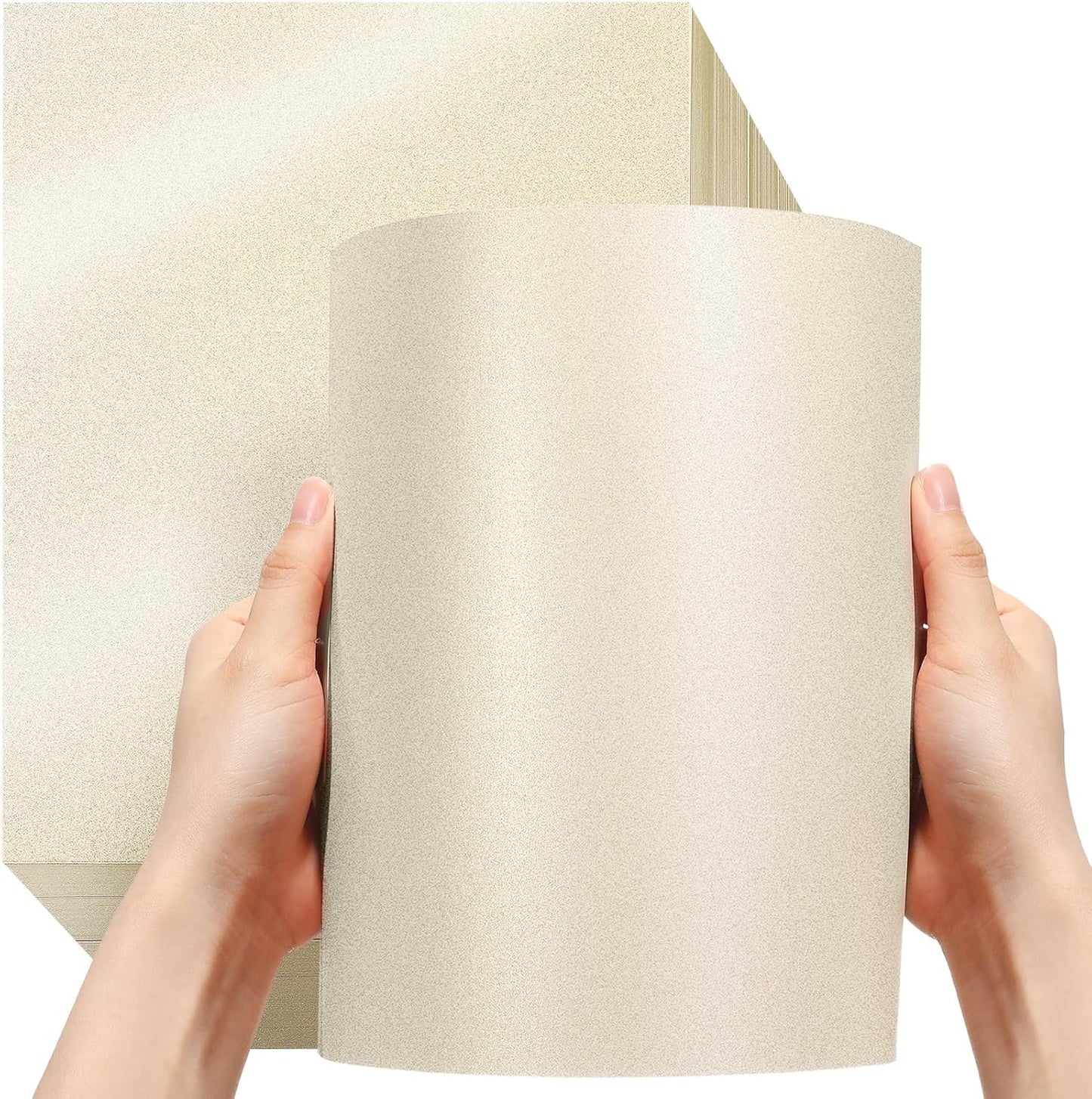 250 Sheets 8.5 x 11 Inch Cream Shimmer Card Stock for Crafts