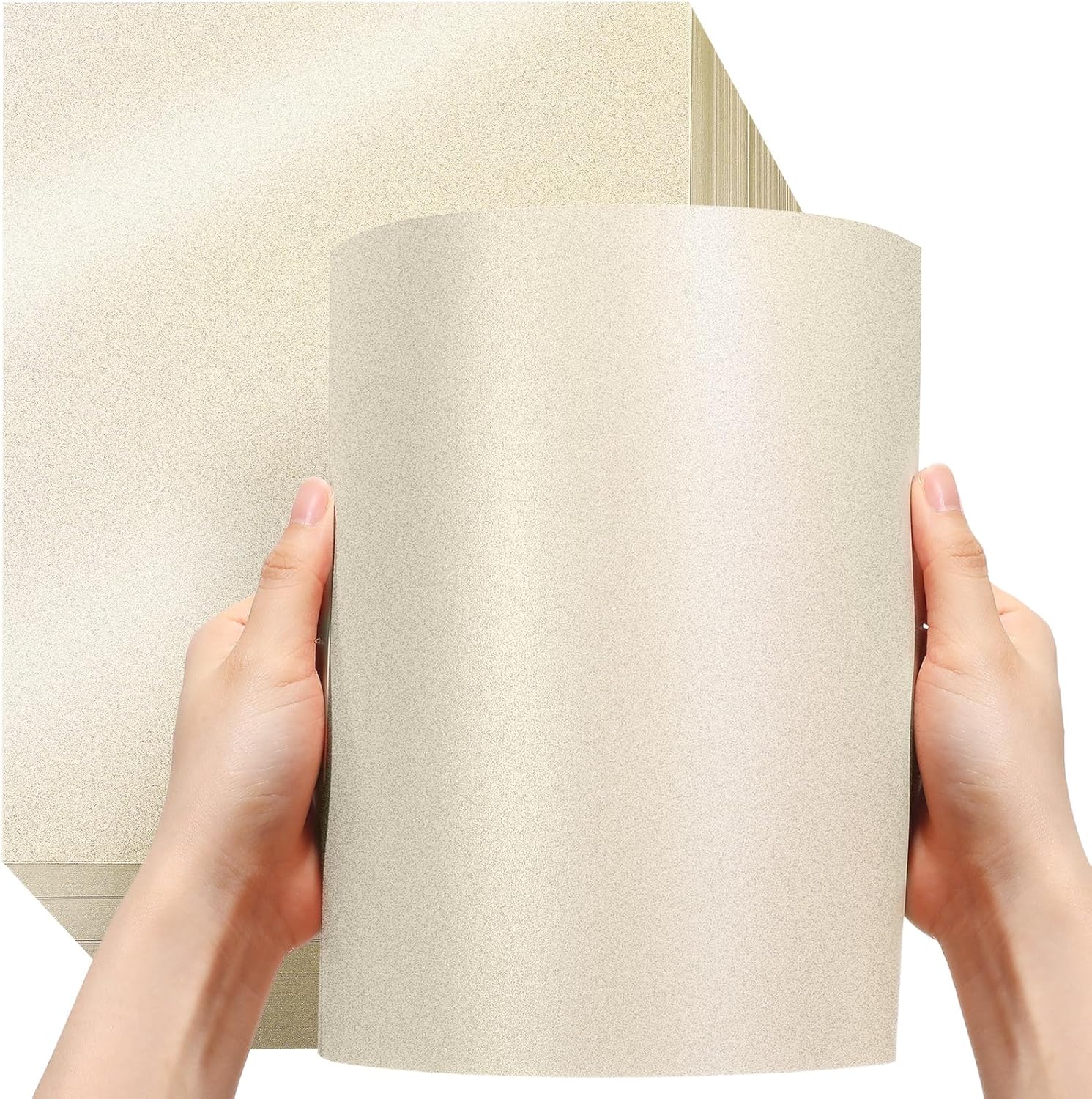 250 Sheets 8.5 x 11 Inch Cream Shimmer Card Stock for Crafts