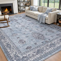 Vintage Area Rug 5x7 Blue Rugs for Living Room - Soft, Non Slip