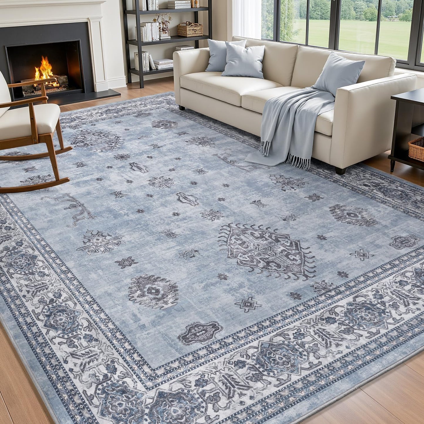 Vintage Area Rug 5X7 Soft Non Slip Carpet for Living Room