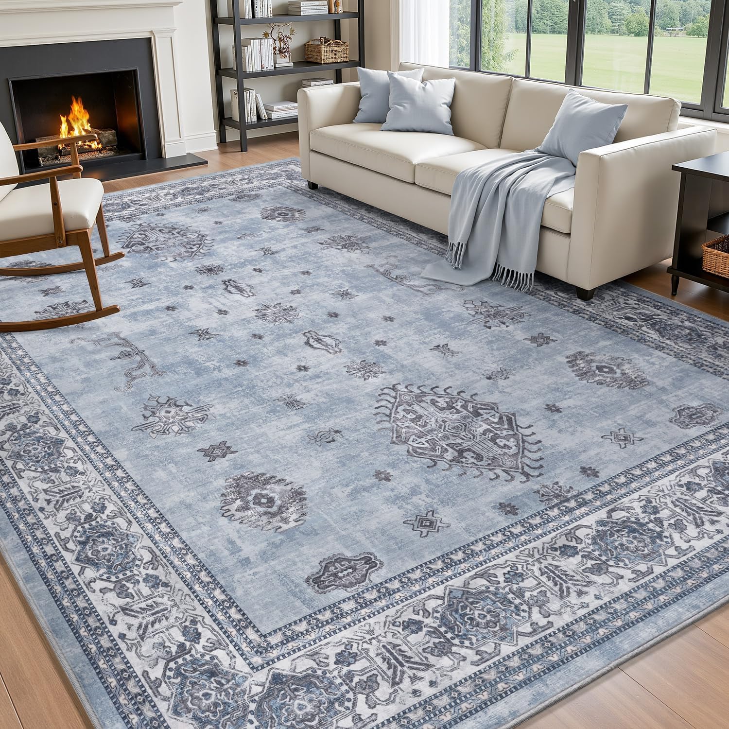 Vintage Area Rug 5X7 Soft Non Slip Carpet for Living Room