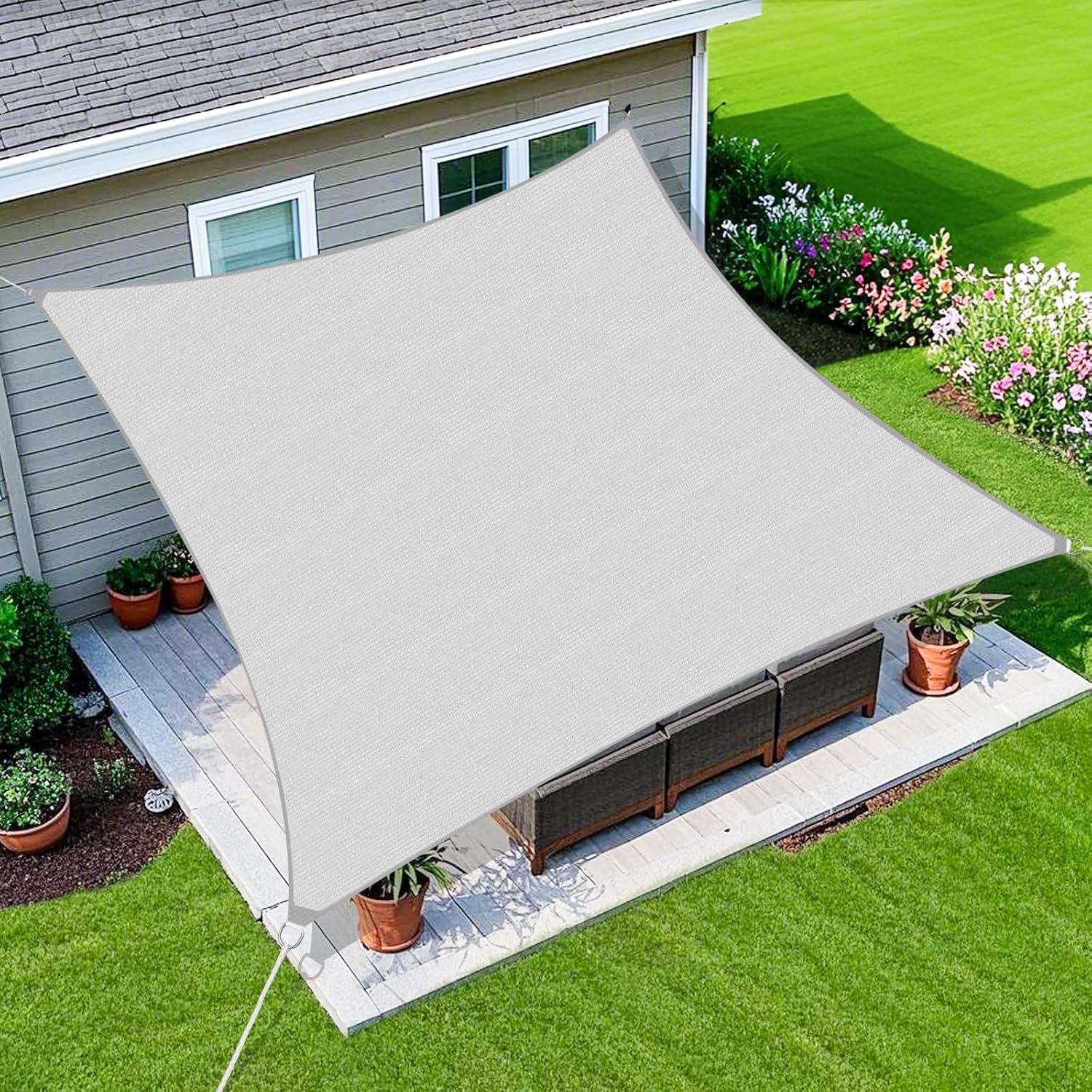 Amagenix Sun Shade Sail 7ftX13ft Curved Edge for Outdoor Spaces