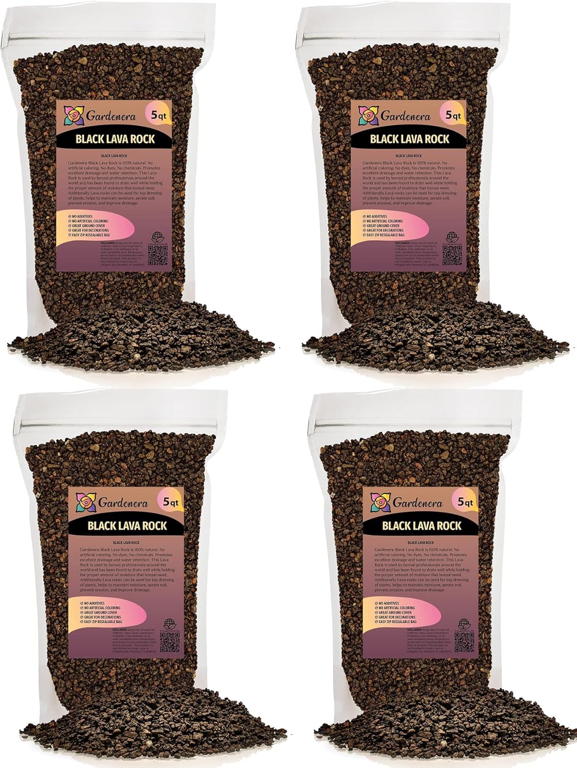 Premium Black Lava Rock for Plants by Gardenera - 20 Quart