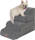 4-Step Dog Stairs Ramp for Bed - Grey Foam Steps for Small Dogs
