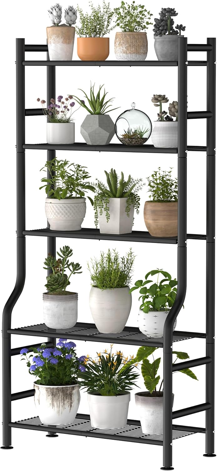 5-Tier Metal Plant Stand for Indoor and Outdoor Use