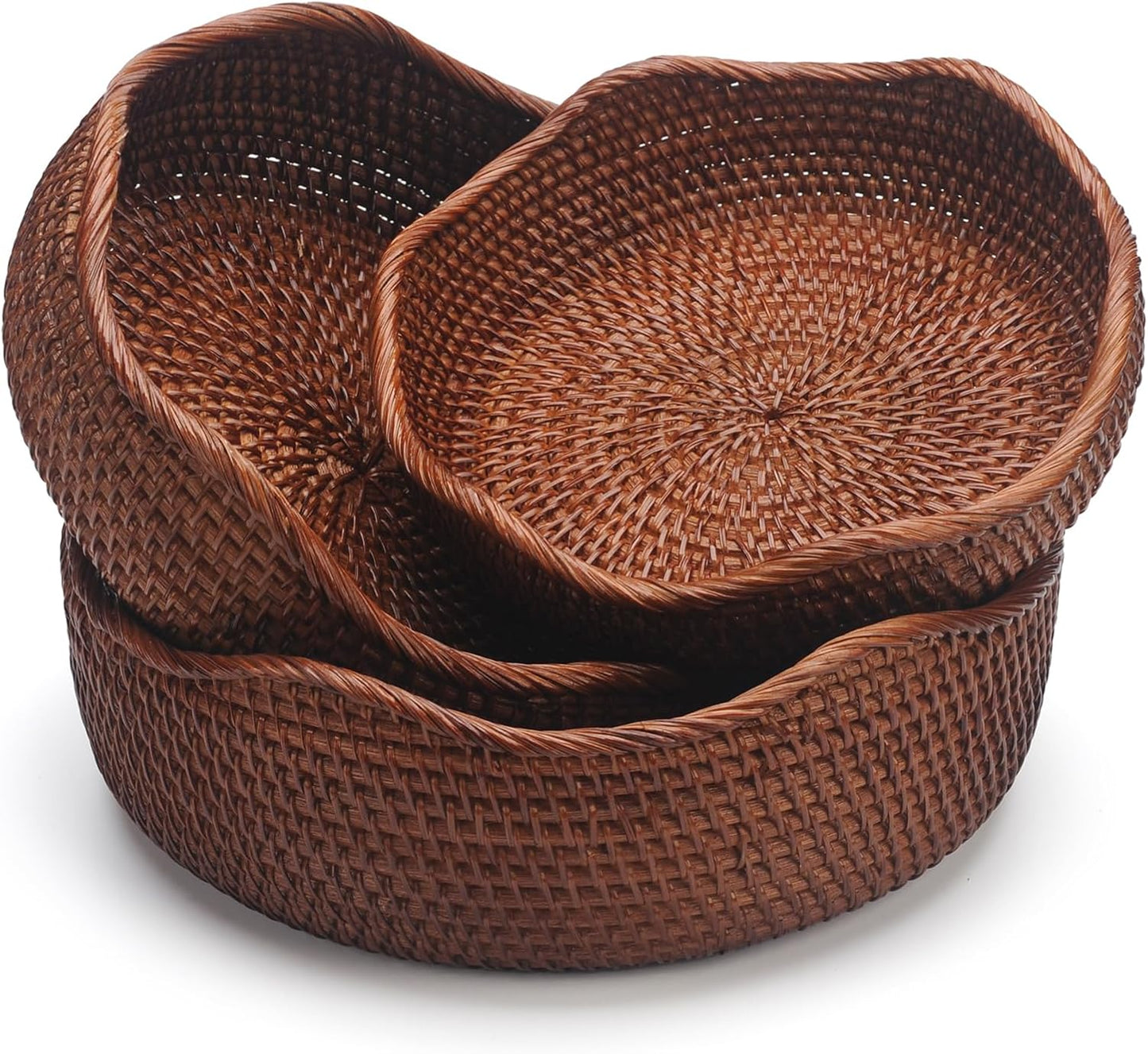 YANGQIHOME Rattan Round Fruit Baskets for Stylish Storage