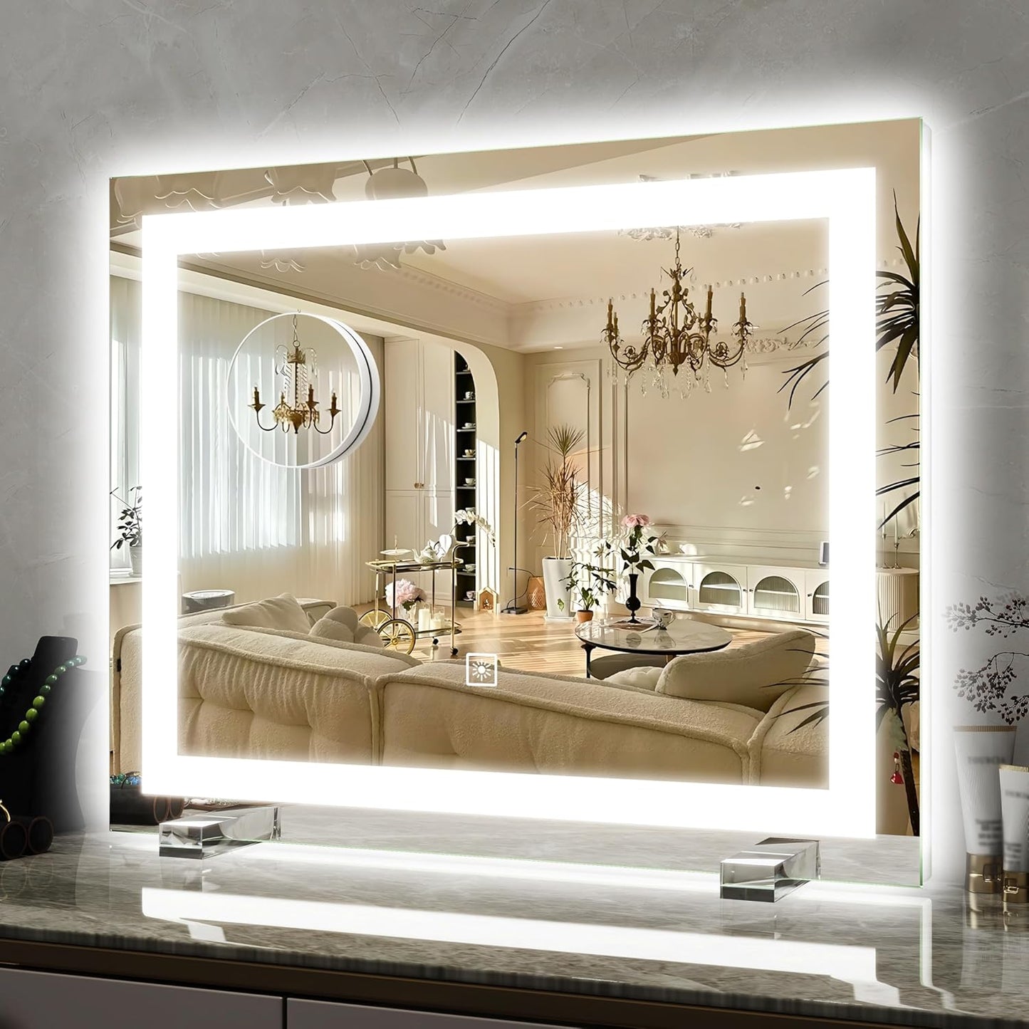 22x20 Inch Lighted Vanity Mirror with 3-Mode Touch Dimming