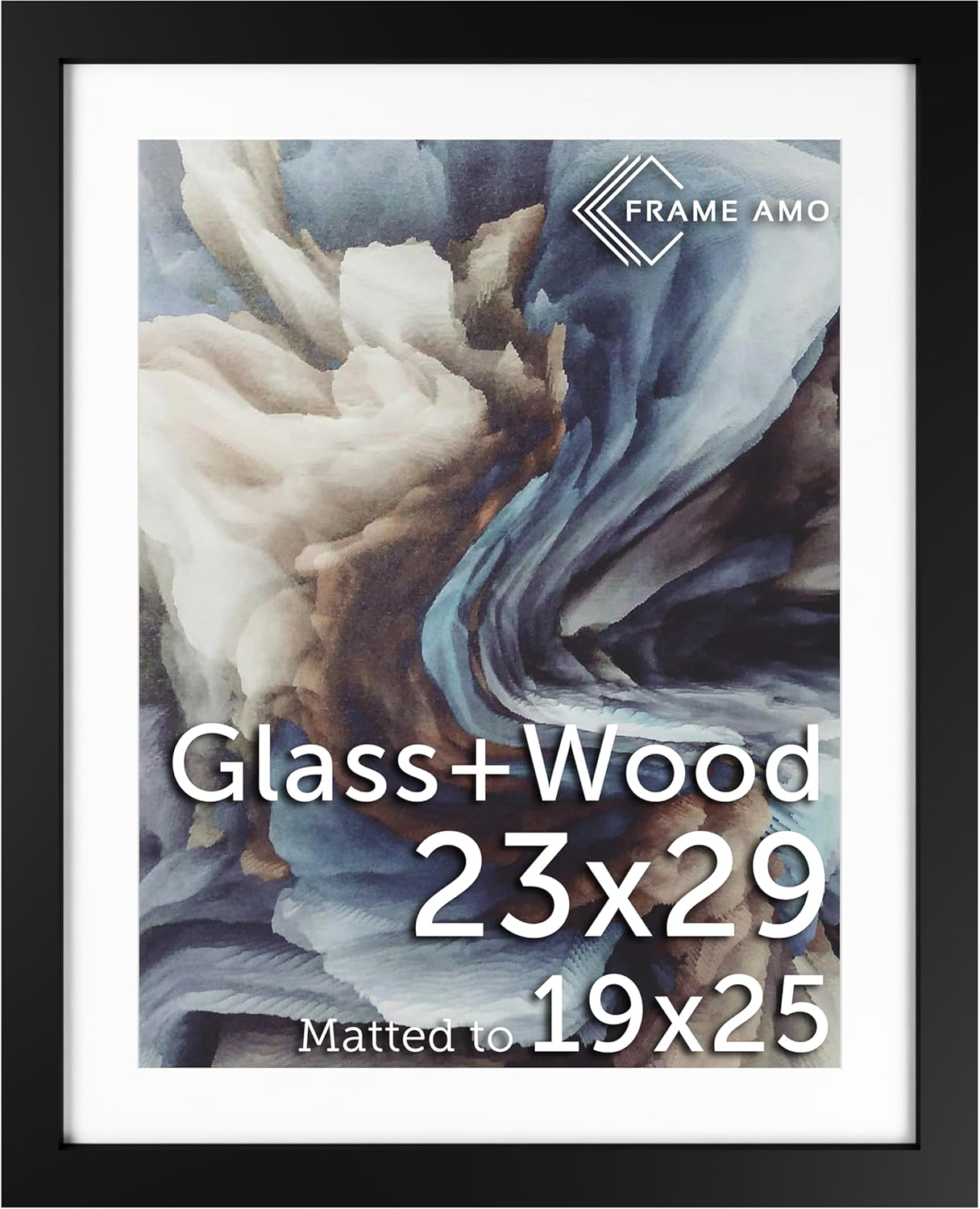Solid Wood Poster Frame with White Mat for 19x25 Images