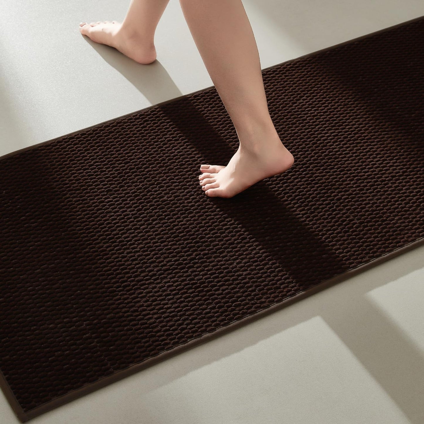Bathroom Runner Rugs Non Slip Quick Dry Low Pile 24x70 Brown