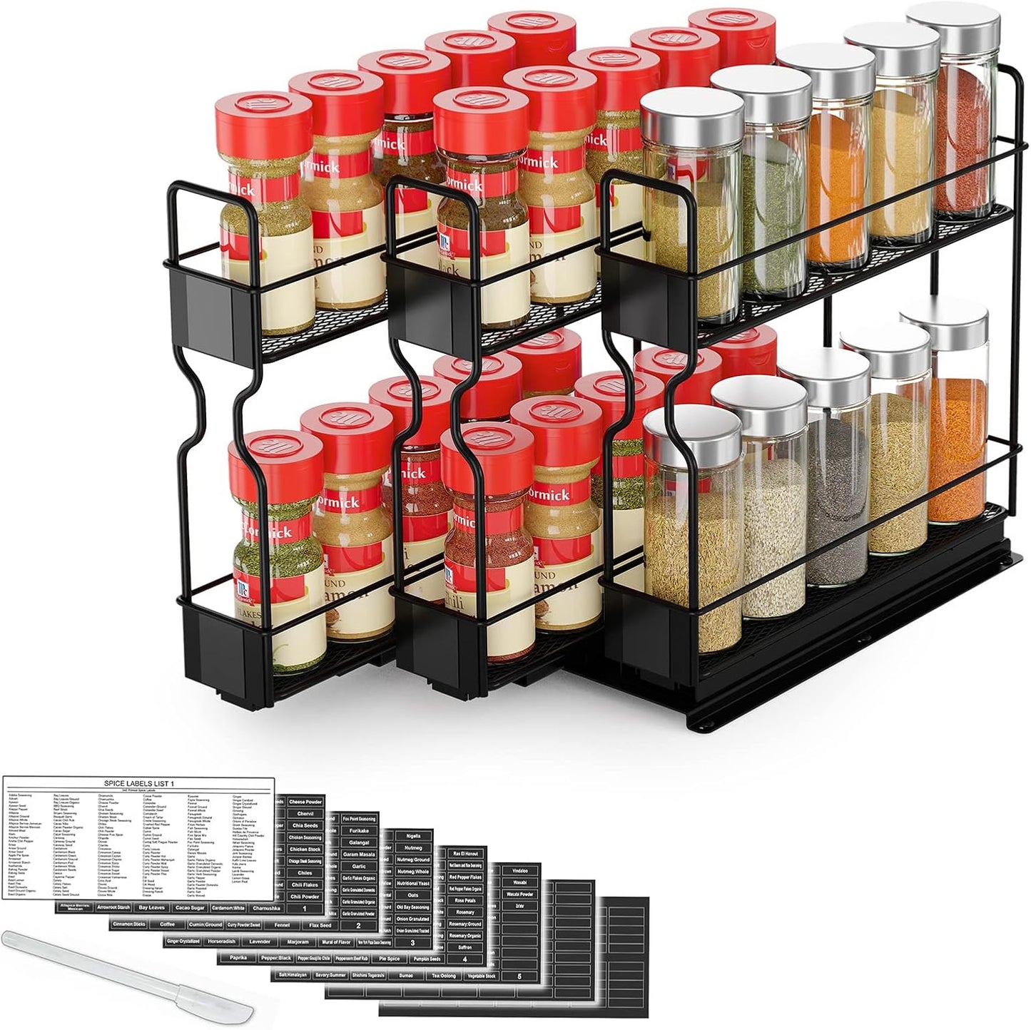 SpaceAid Pull Out Spice Rack Organizer for Kitchen Cabinets
