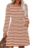 Womens Knit Sweater Dress with Pockets Square Neck - Cozy Fit OFEEFAN