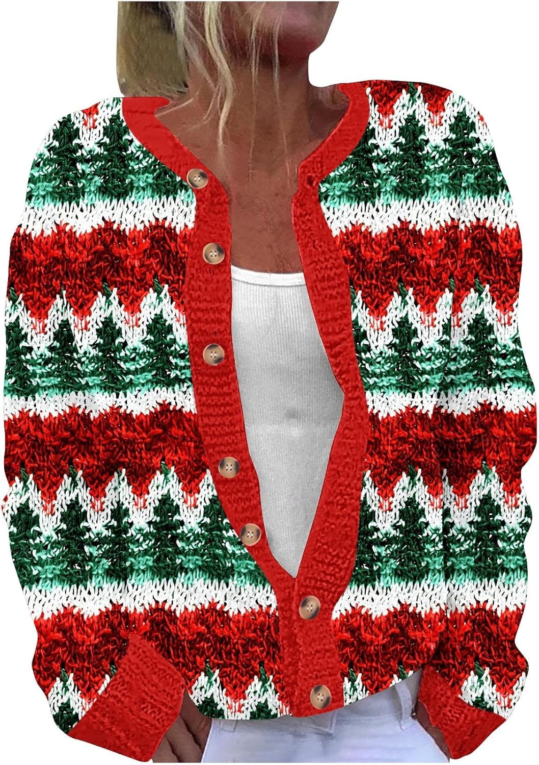 Cozy Oversized Ugly Christmas Cardigan - Festive Print!