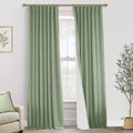 Track Curtains Ceiling Mount Blackout Extra Long Drapes 108 in - Sage