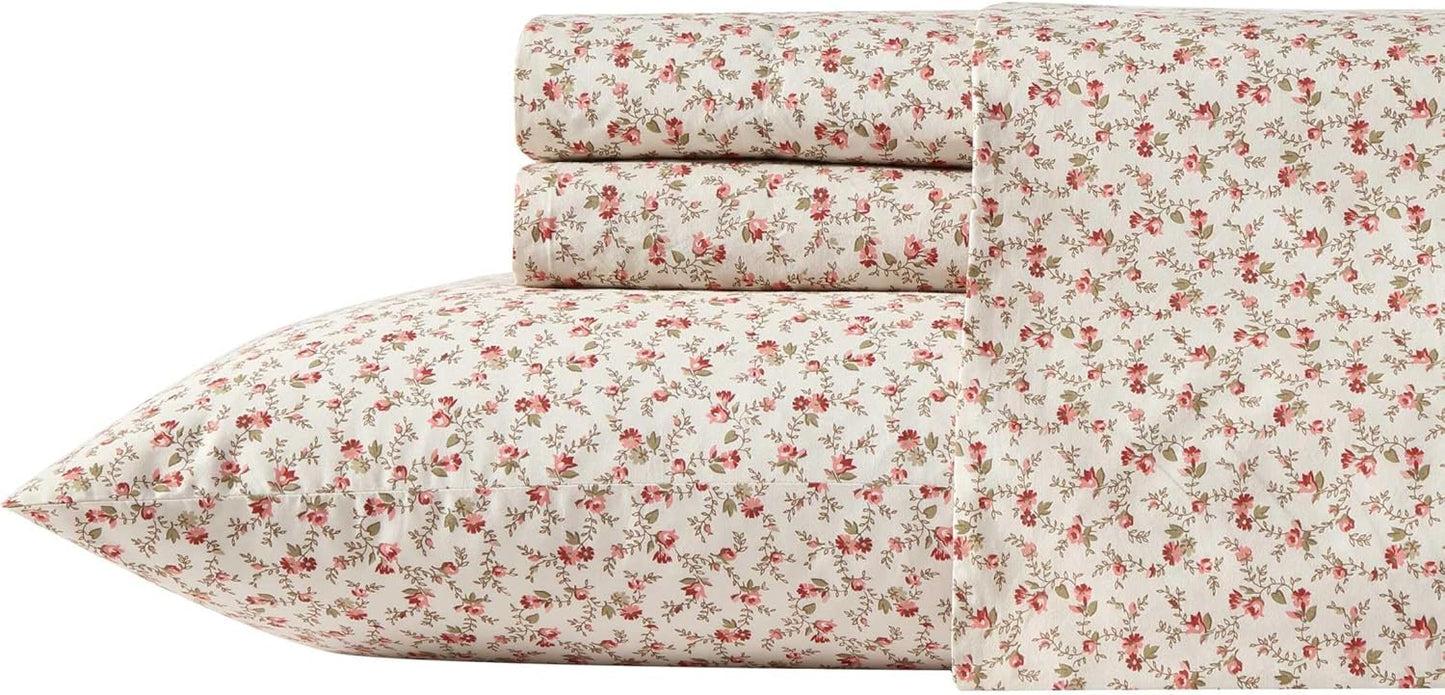 Laura Ashley Twin Sheets Set - Lightweight Cotton Percale Bedding