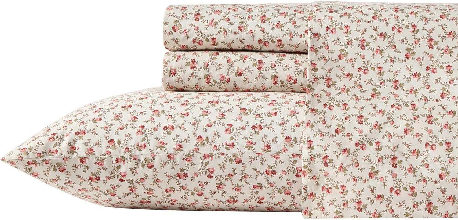 Laura Ashley Twin Sheets Set - Lightweight Cotton Percale Bedding