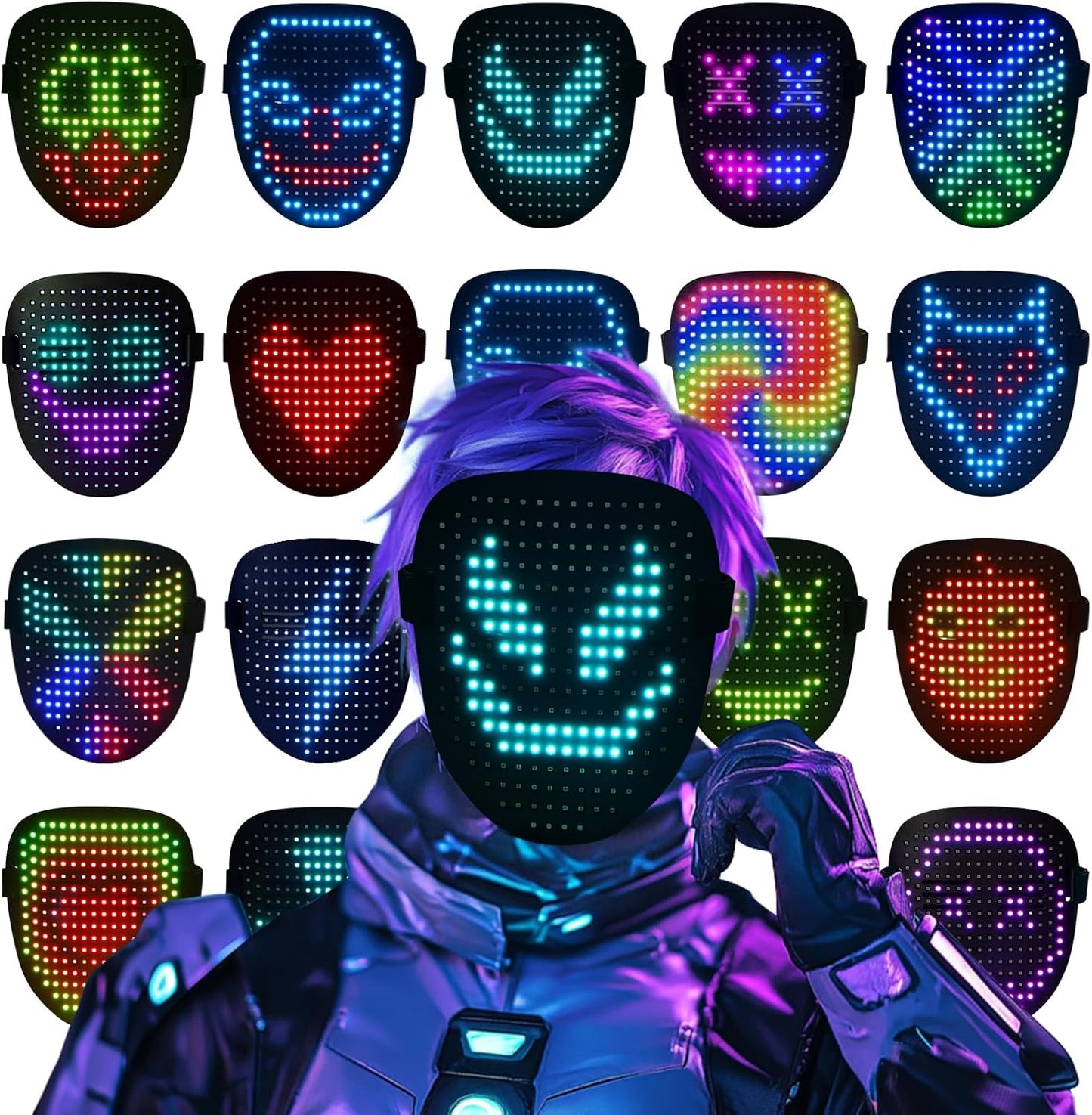 Halloween LED Mask for Costume Parties and Cosplay Fun