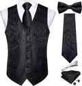 Silk Paisley Vest and Necktie Set for Men - 6PC Formal Set