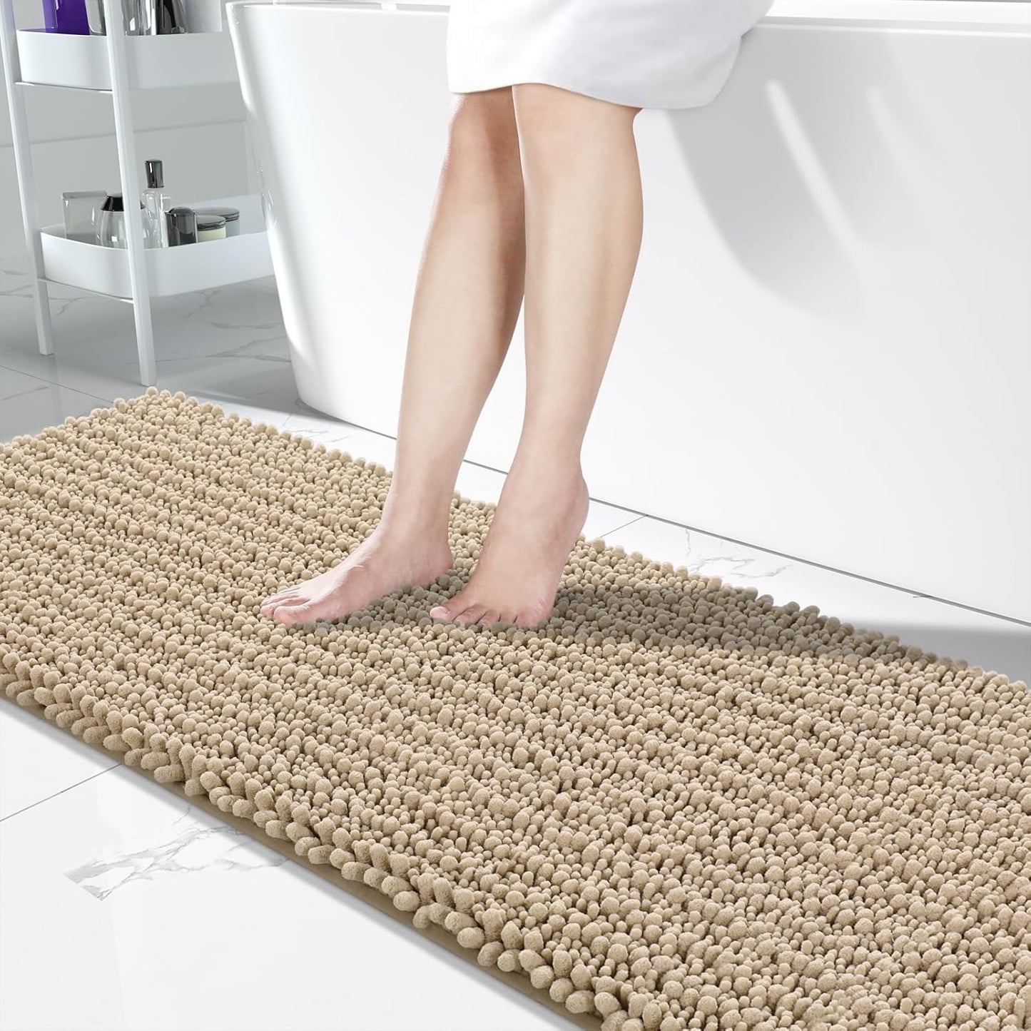 Yimobra Extra Long Non Slip Chenille Bath Mat for Luxury Comfort
