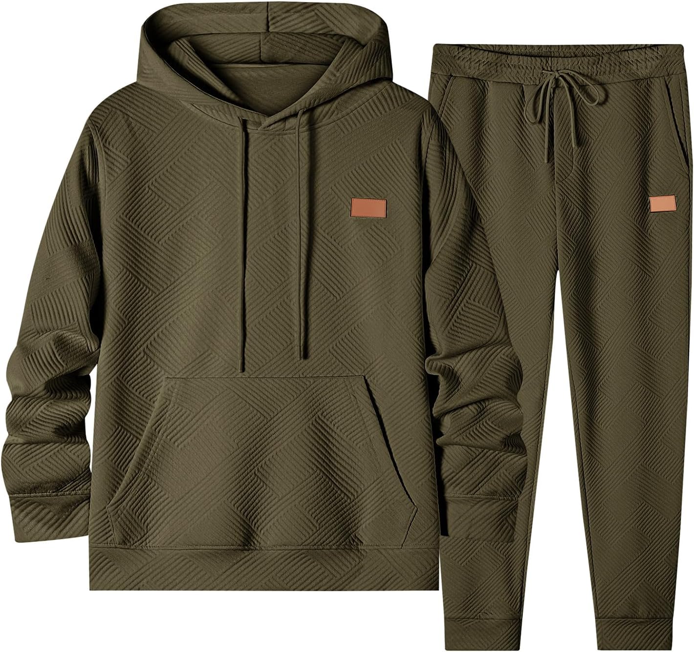 JMIERR Mens 2 Piece Jacquard Sweatsuit for Comfort and Style