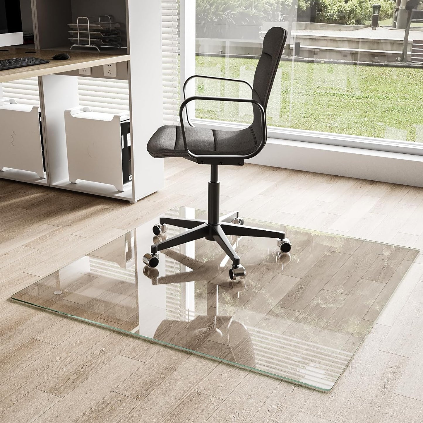 Koonmi Chair Mat for Carpet - Tempered Glass Floor Protector