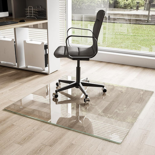 Koonmi Chair Mat for Carpet - Tempered Glass Floor Protector