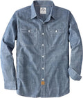 Chambray Shirt Men Long Sleeve Button Down - Durable Everyday Shirt