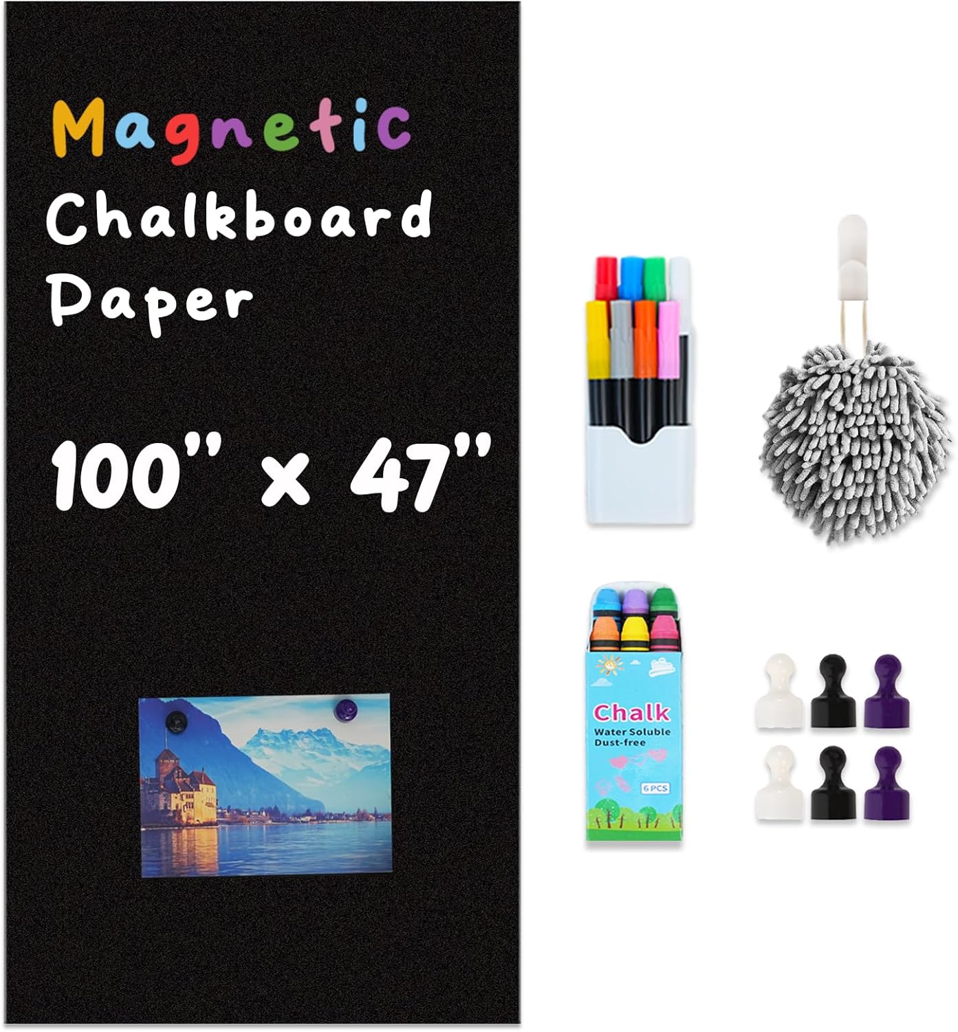 Large Magnetic Chalkboard Surface for Creative Spaces and Fun