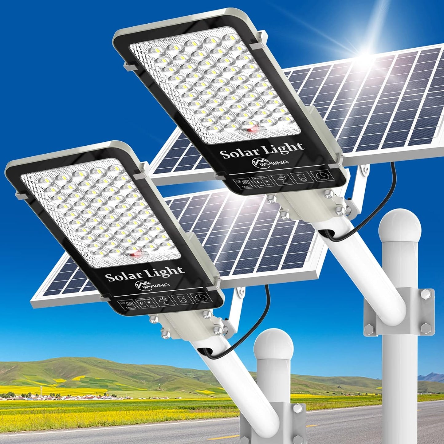 5000W Solar Street Lights Outdoor - Bright LED Parking Lot Lights
