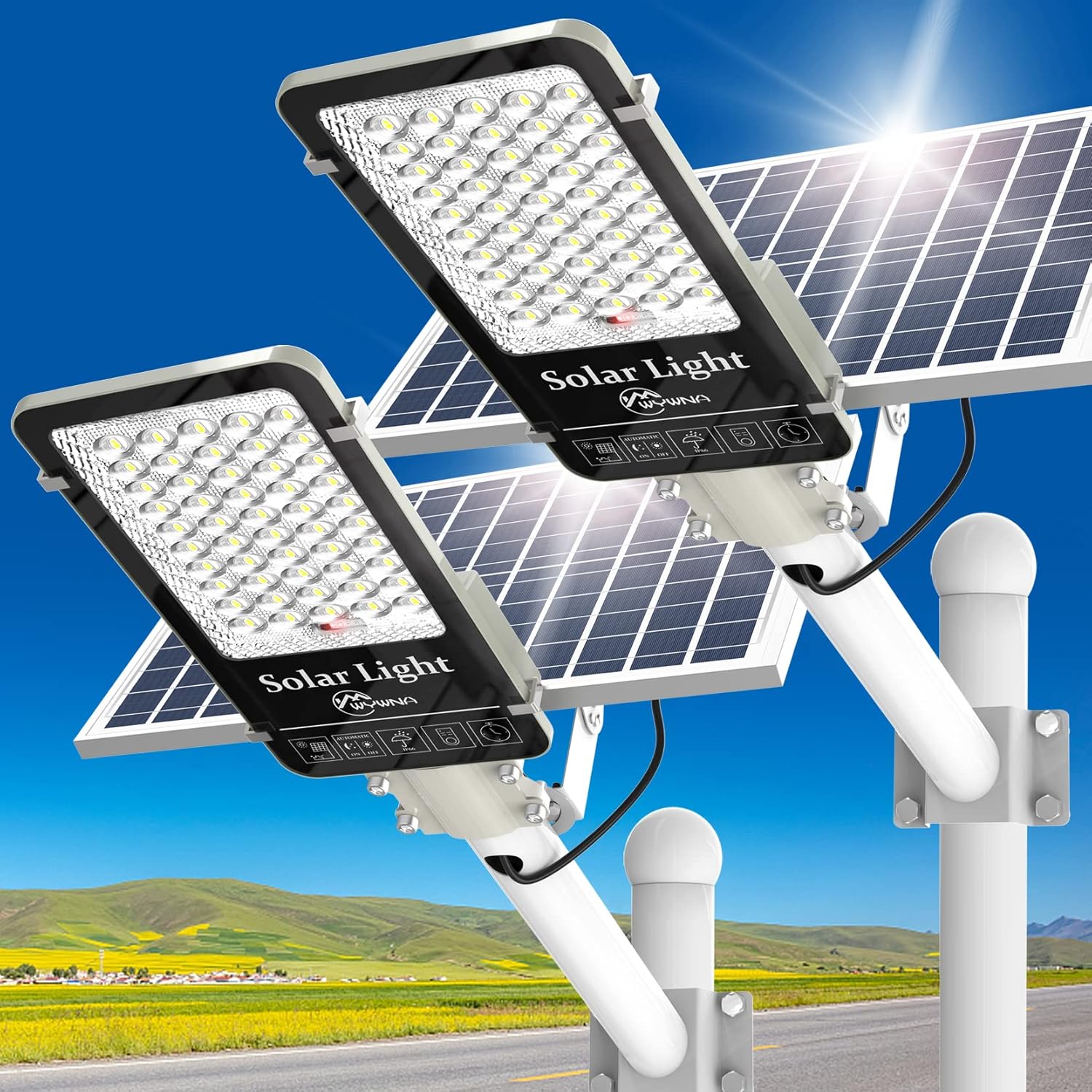 5000W Solar Street Lights Outdoor - Bright LED Parking Lot Lights