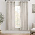 78 Inch Linen Curtains 2 Panel Set Natural Beige Pinch Pleat - Light