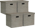 Posprica Foldable Storage Bins with Lids - Set of 4, Coffee