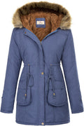 Women's Long Hooded Fleece Parka Coat - Warm Thicken Anorak
