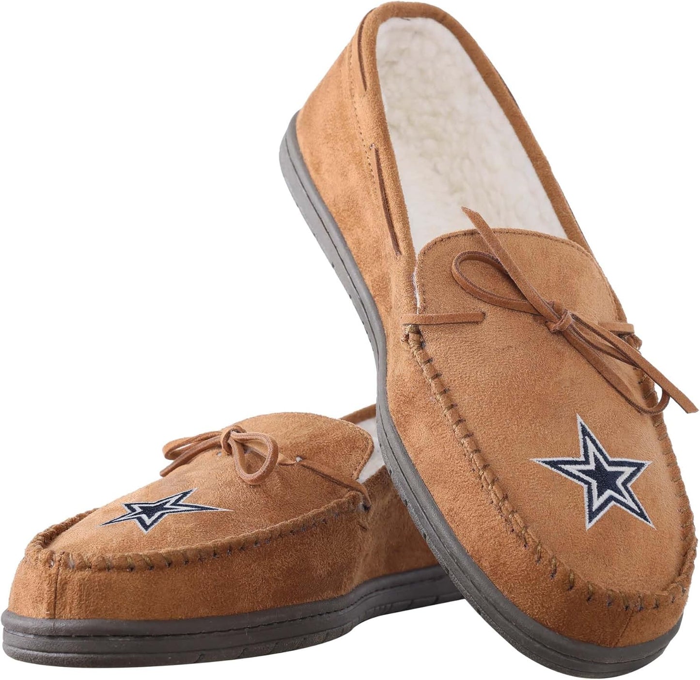FOCO Men's NFL Football Team Logo Moccasin Slippers for Comfort