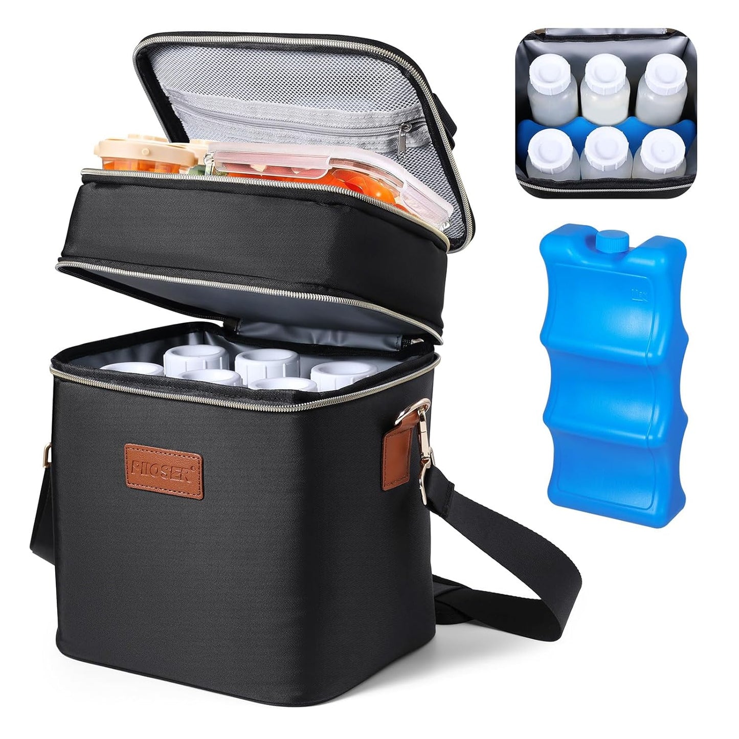 PIIOSER Insulated Breastmilk Cooler Bag - Keeps 6 Bottles Cold!