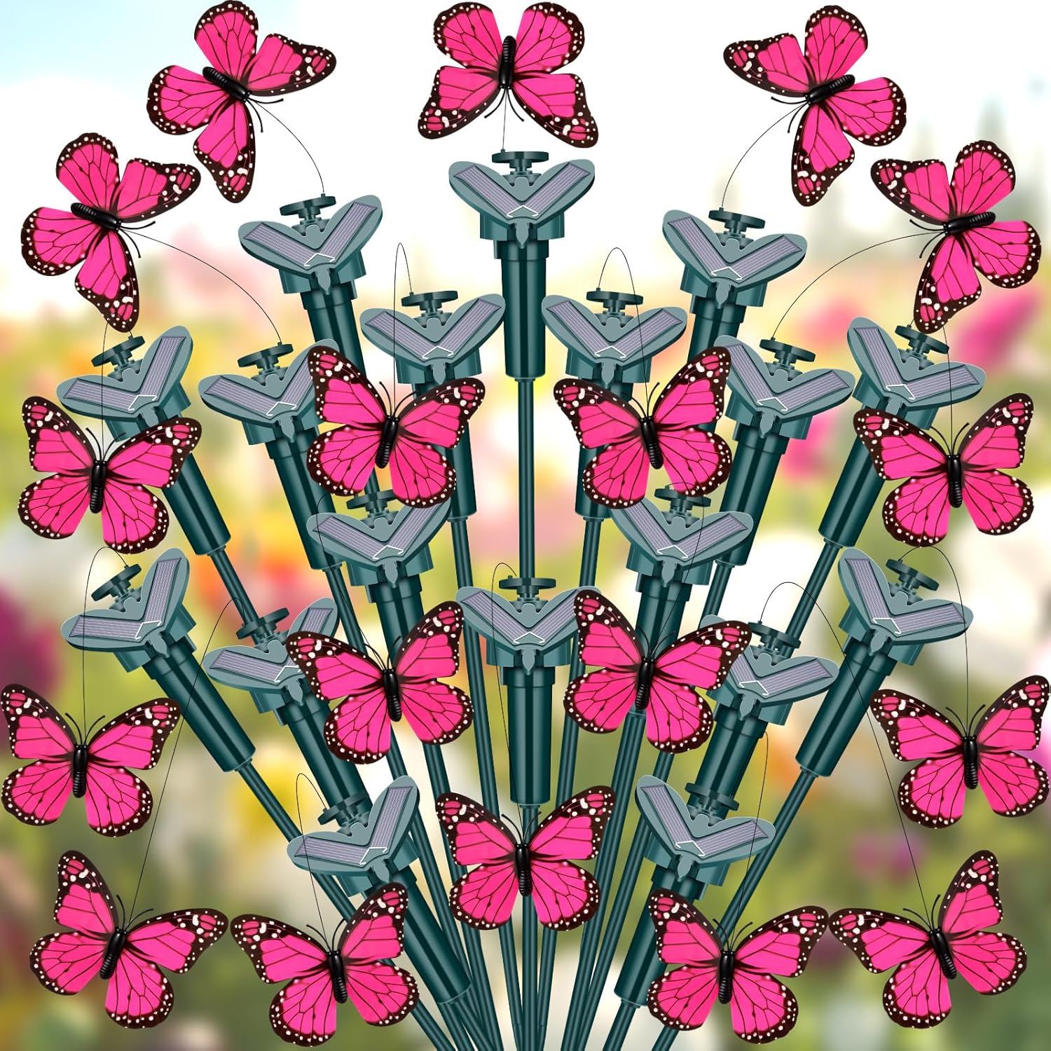 Butterfly Garden Stakes Decorative Solar Moving Fluttering Butterflies