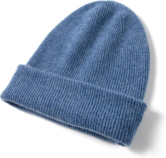 100% Pure Cashmere Double-Layered Beanie Hat for Warmth