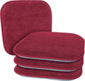 Wine Red Kitchen Dining Chair Cushions Set of 4 - Thick Non Slip Pads