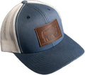 Bison Stamp Leather Patch Trucker Hat - Adjustable Snapback Ox