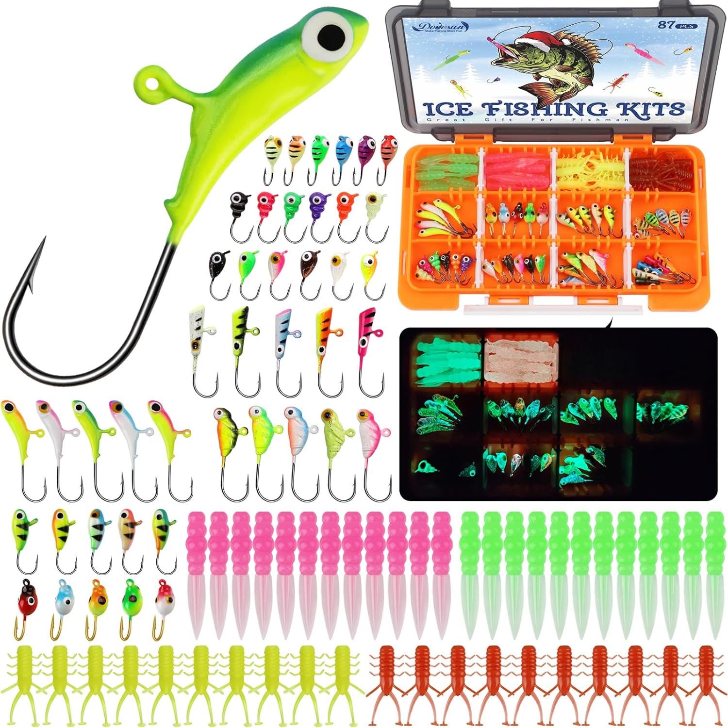 Glow-in-the-Dark Ice Fishing Jigs Set
