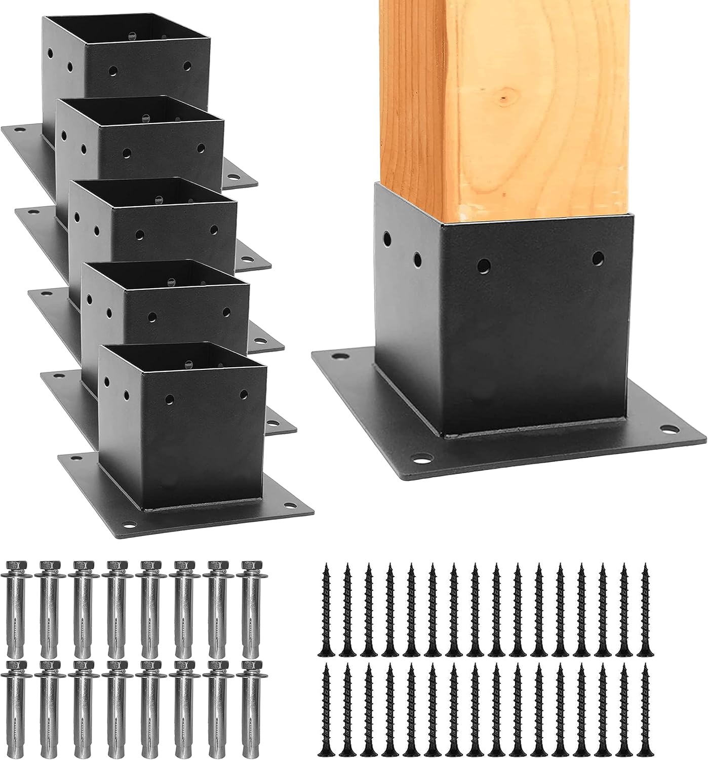 6 PCS Metal Post Base Brackets for Heavy Duty Support