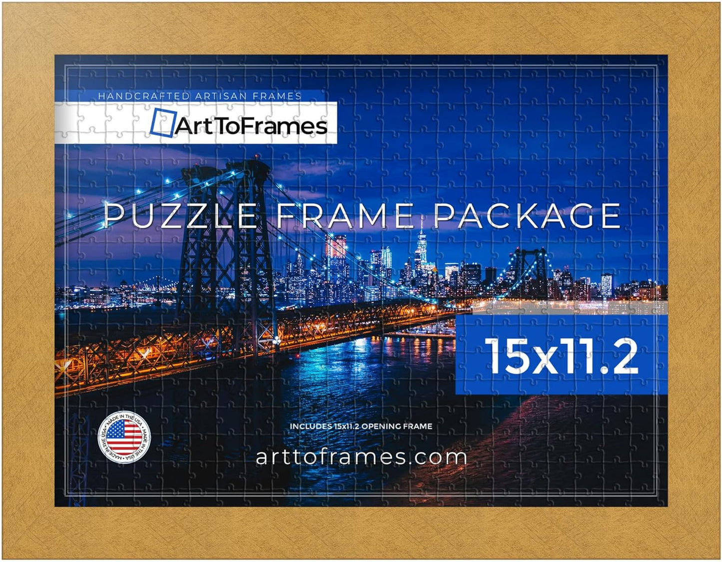 ArtToFrames 15x11.2 Inch Gold Frame for 100 Piece Puzzles