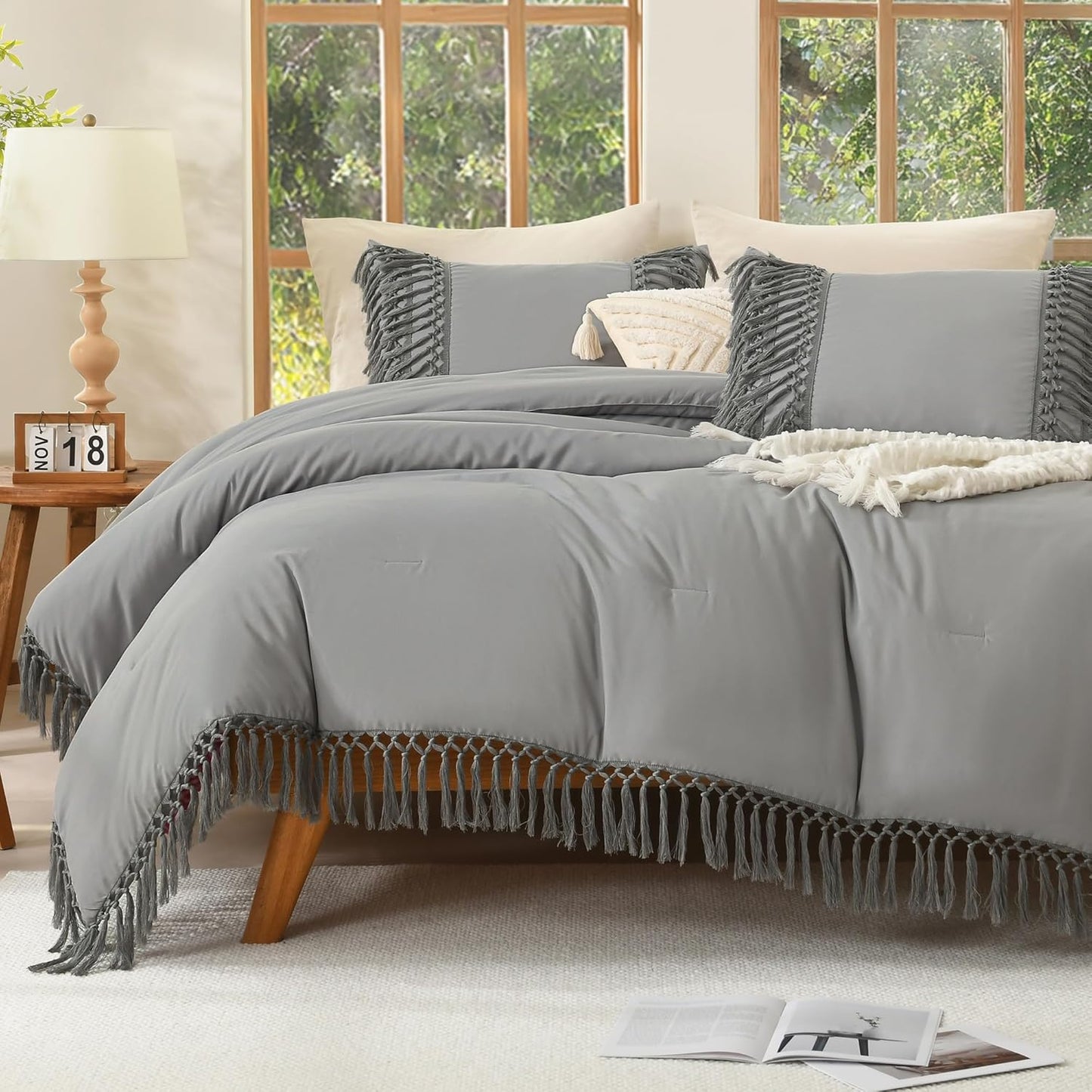 Andency Comforter Full Size Set in Medium Grey for Cozy Sleep
