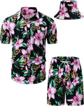 Stylish TUNEVUSE Hawaiian Shirt and Shorts Set for Summer Outings