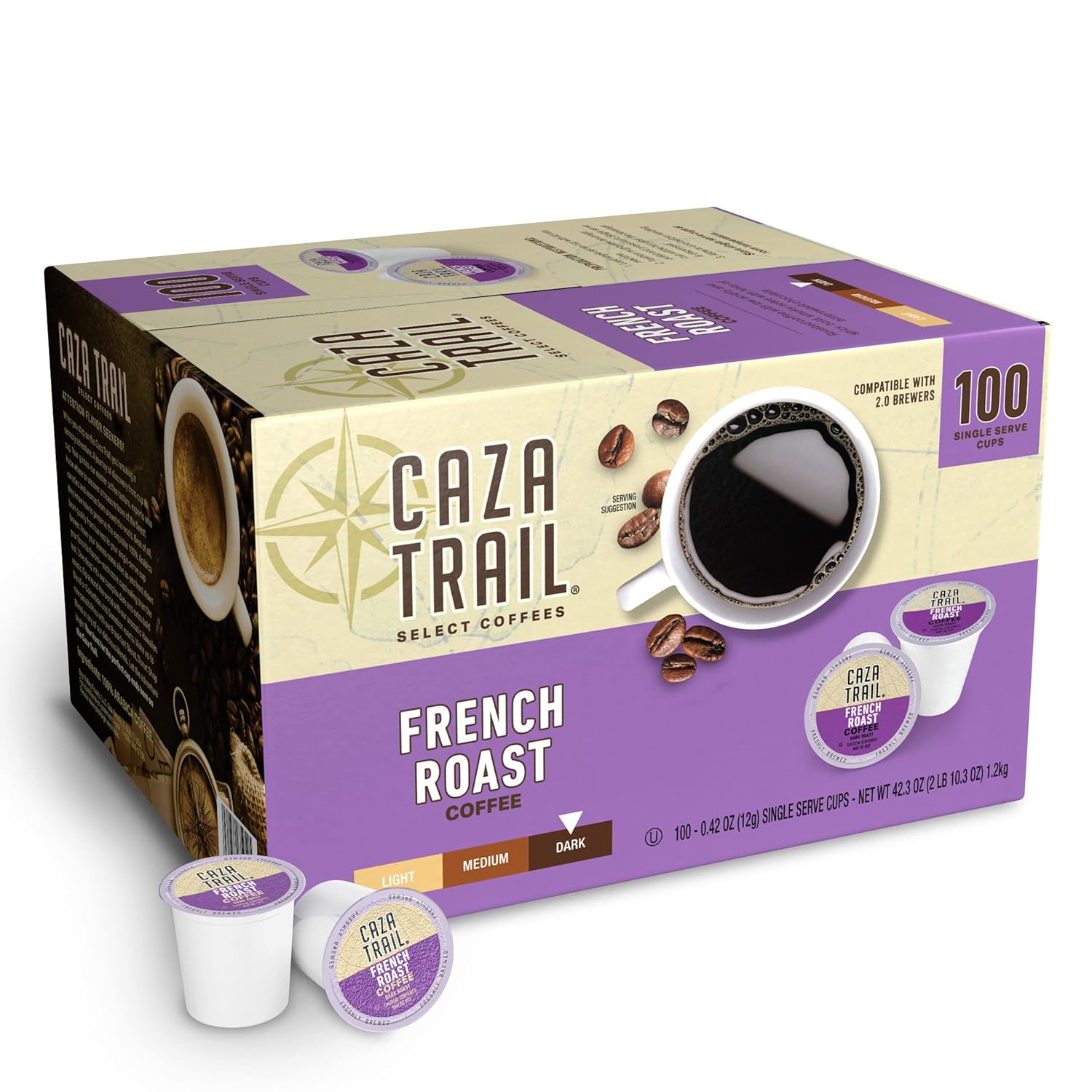 Caza Trail French Roast Coffee Pods - Pack of 100